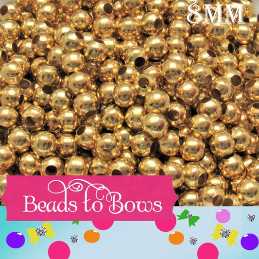 8mm Shinny Gold Spacer Beads, 5mm Hole, Gold Bubblegum Spacer Beads, Chunky Gold Spacer Beads, Gold Bubblegum Bead Spacer Bead,Metal Bead