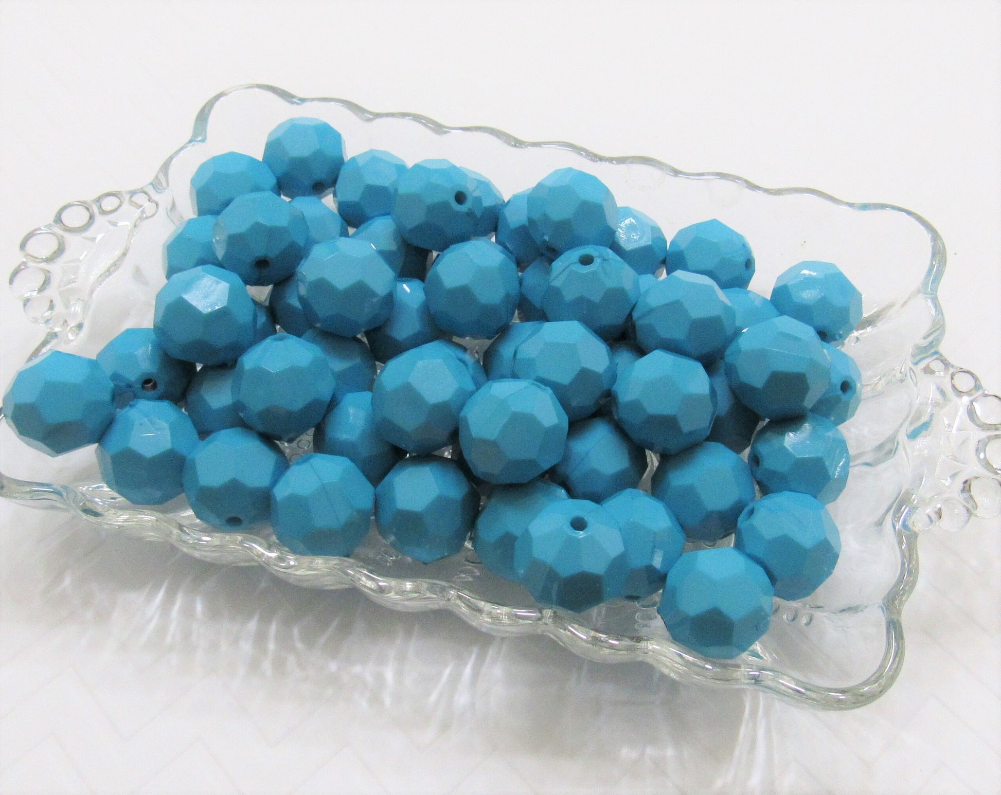 20mm Solid Turquoise Faceted Beads, 10ct Bubblegum Beads, Gumball Beads, Acrylic Bead, Bubblegum Bead, Solid Round Bead Chunky Necklace Bead