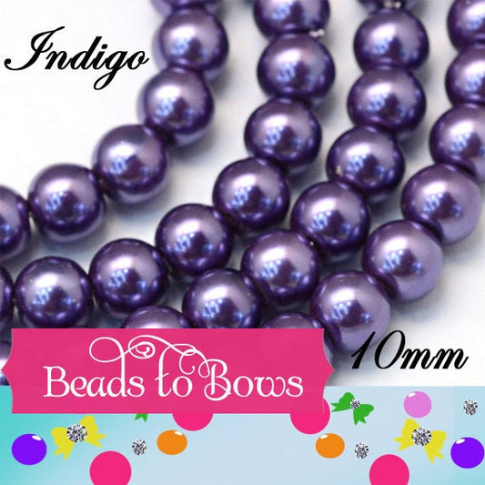 10mm Indigo Bubblegum Pearls, Chunky Pearls, Glass Pearls, Gumball Pearls, Bubblegum Necklace Supply Bead, Jewelry Supply,  Supply