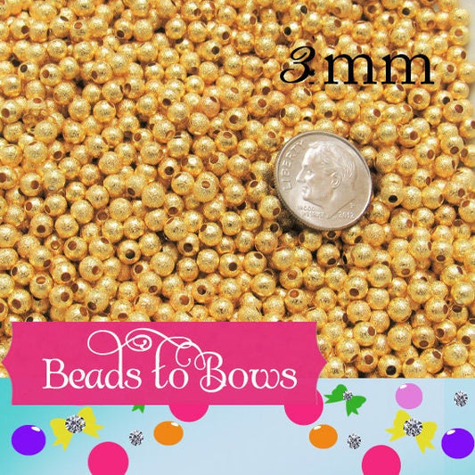 3mm Bubblegum Necklace Spacer Bead, Round Gold Bead Spacers, Chunky Necklace Supply Bead, Jewelry Finding, Metal Gold Tone Spacer Beads