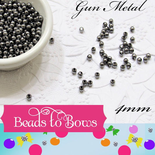 NEW 4mm Gun Metal Bubblegum Necklace Spacer Bead, Chunky Necklace Supply Bead, Jewelry Finding, 4mm Metal Spacer
