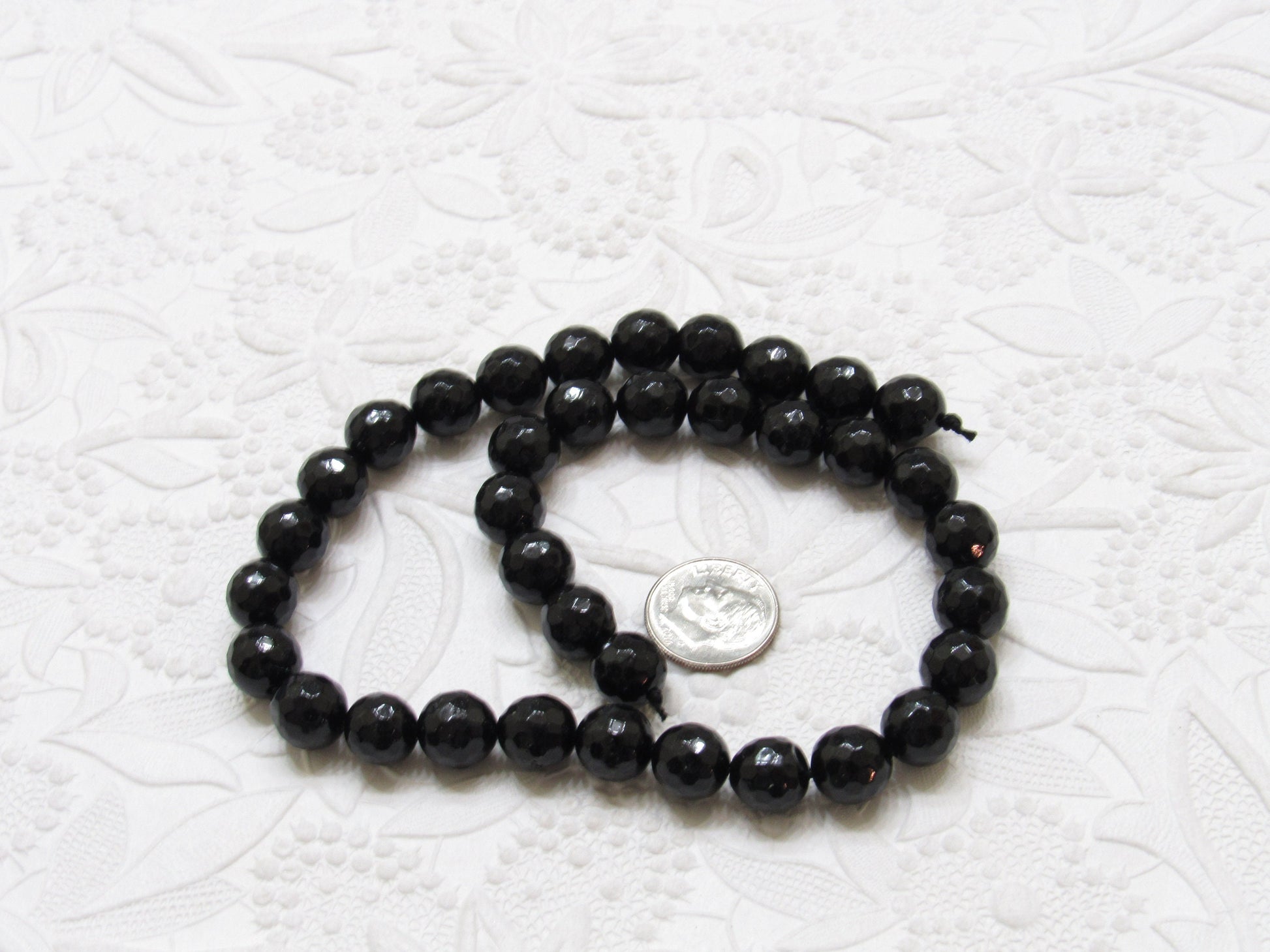 New Natural Malaysia Black Jade 10mm Beads, 14 inch Strand, 37 piece strand,  Dyed Natural Malaysia Jade Coral Beads