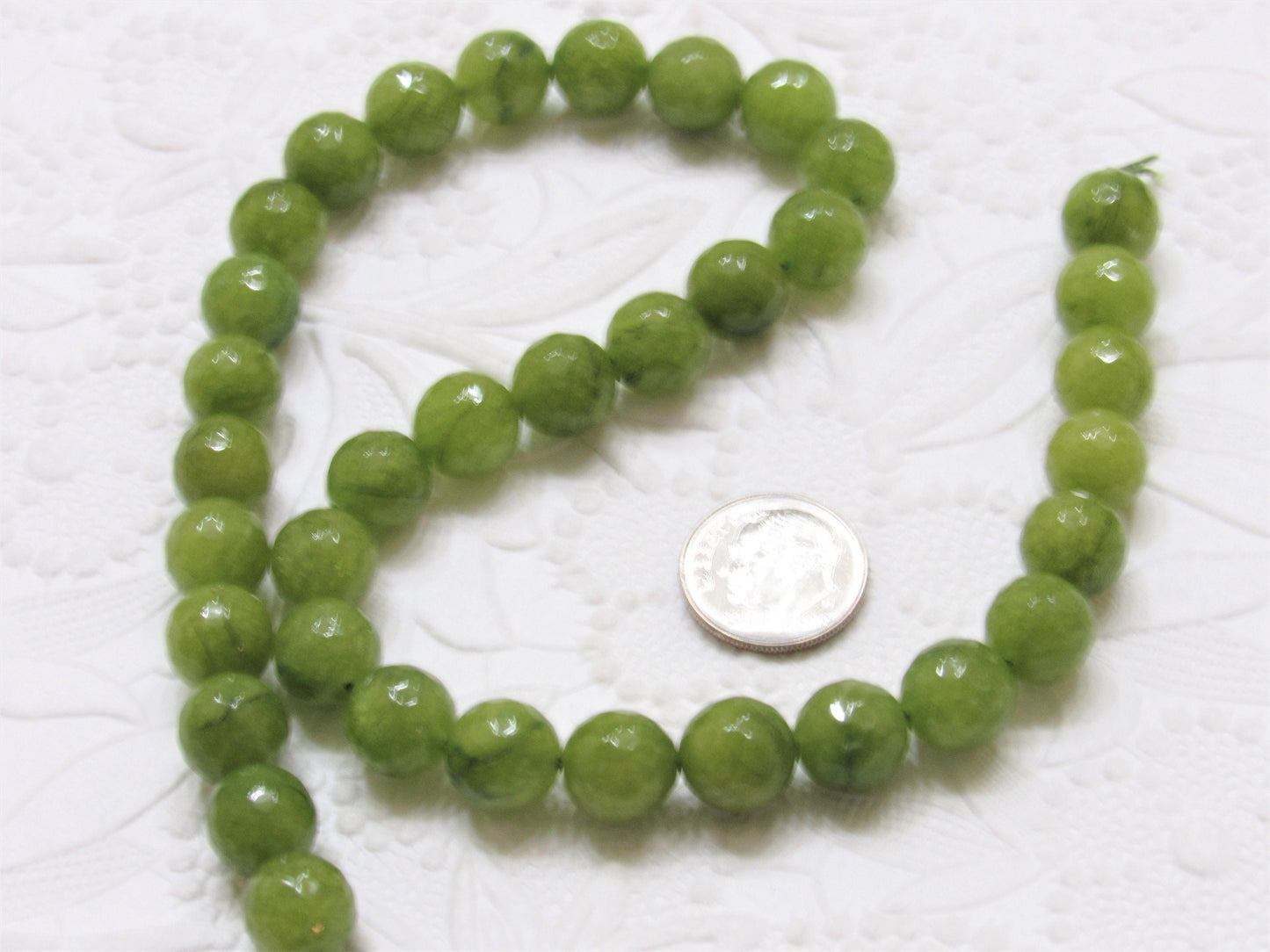 Natural Malaysia Olive Drab Jade 10mm Beads, 14 inch Strand, 37 piece strand,  Dyed Natural Malaysia Jade Olive Beads