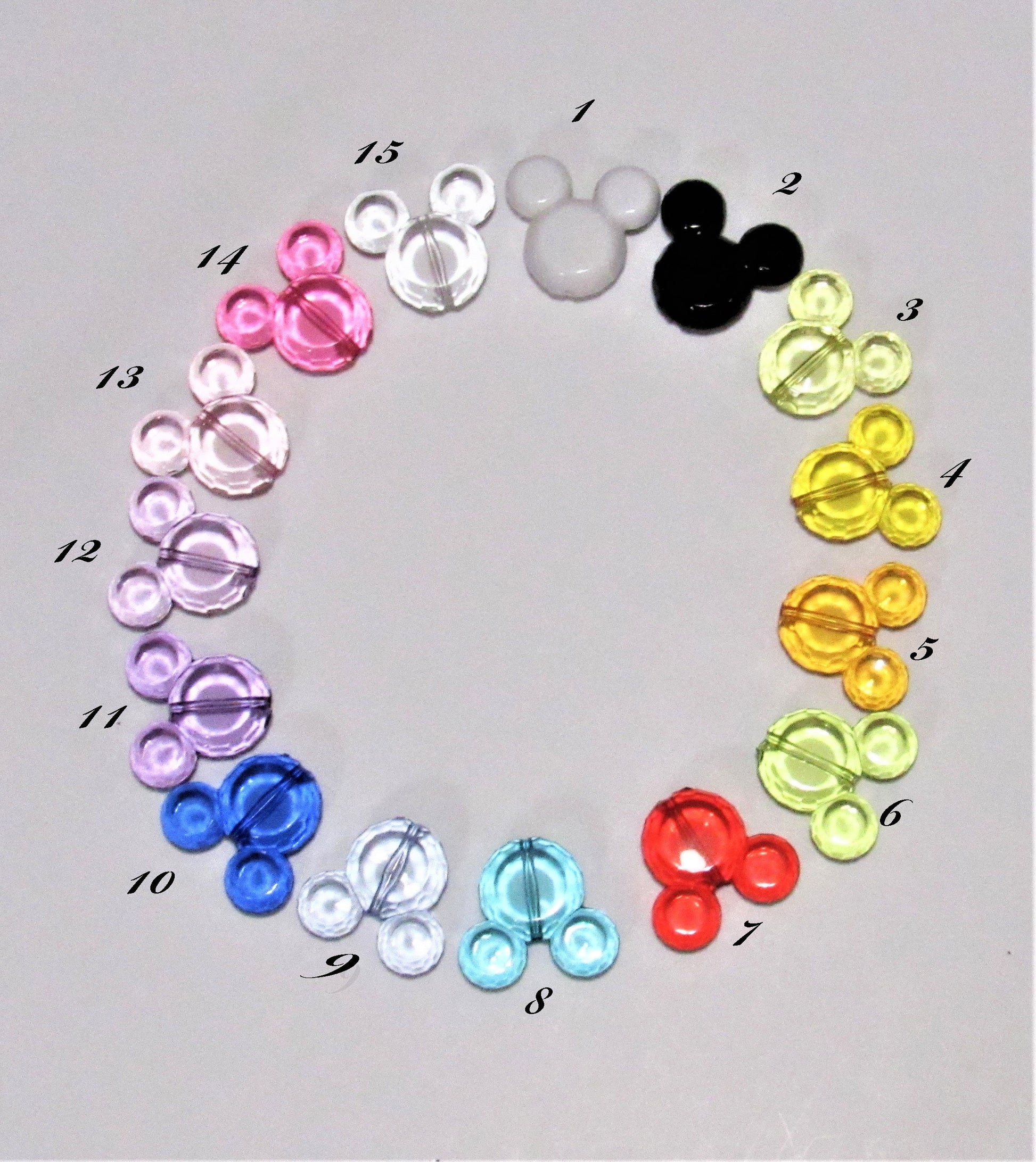 34mm Mickey Mouse Bubblegum Beads, Acrylic Minnie Mouse Bead, Mickey Mouse Head Bead, Jewelry Supply, Transparent Acrylic Mickey Mouse Bead