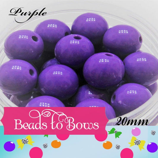 20mm Purple Bubblegum Bead, Chunky Acrylic Bead, Gumball Bead,Chunky Necklace Supply Bead,  Solid Round Bubblegum Bead, Jewelry Supply