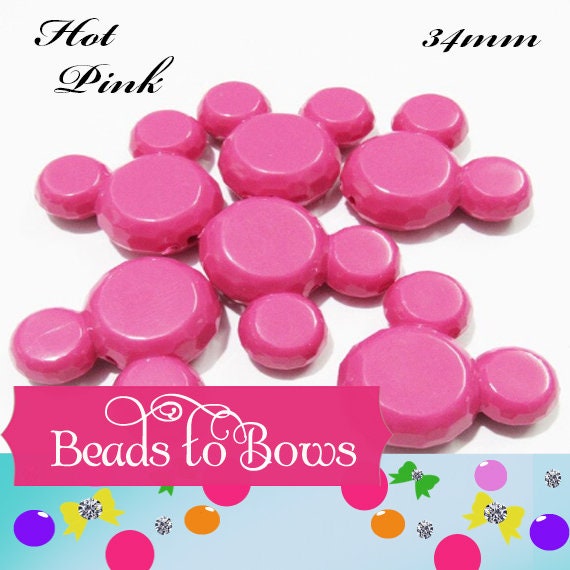 34mm Mickey Mouse Bubblegum Beads, Acrylic Minnie Mouse Bead, Mickey Mouse Head Bead, Jewelry Supply, Transparent Acrylic Mickey Mouse Bead