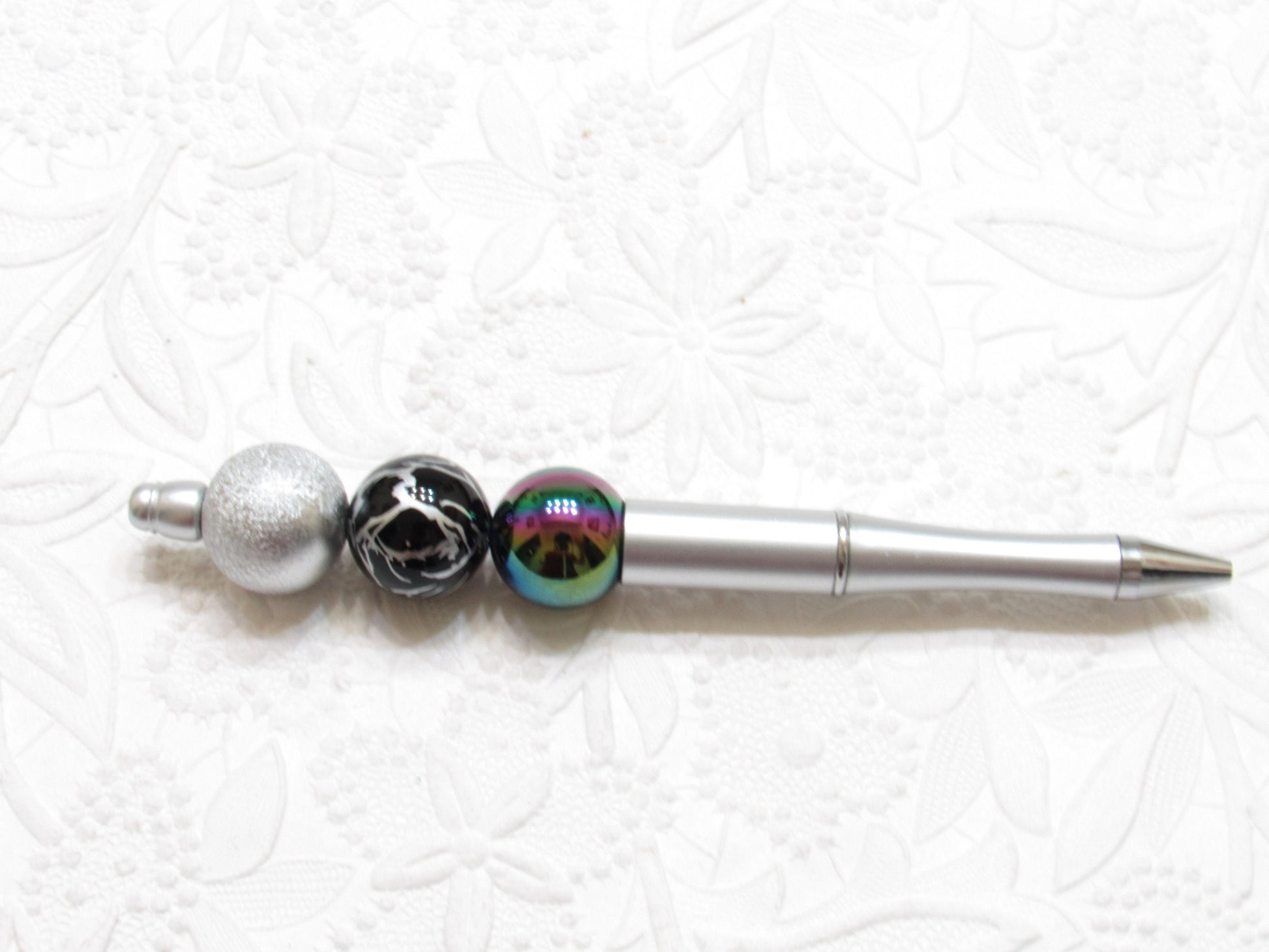 3 for 5.00 DIY Silver Bubblegum Beadable Pen, Beadable Pen Blanks,  Lightweight Pen, DIY Plastic Beadable Pens, Black Ink