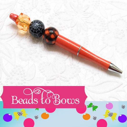 Orange Shimmer Bubblegum Beadable Pen Blanks, Light Weight Orange Pen, Black Ink DIY Plastic Beadable Pens, Plastic Pens