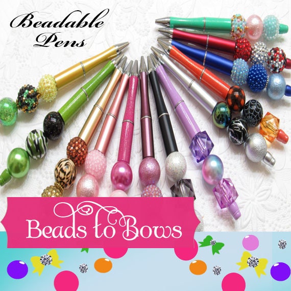 New Green Beadable Ballpoint Pen Blanks, Beadable Ballpoint Pen, DIY Plastic Beadable Pens, Black Ink