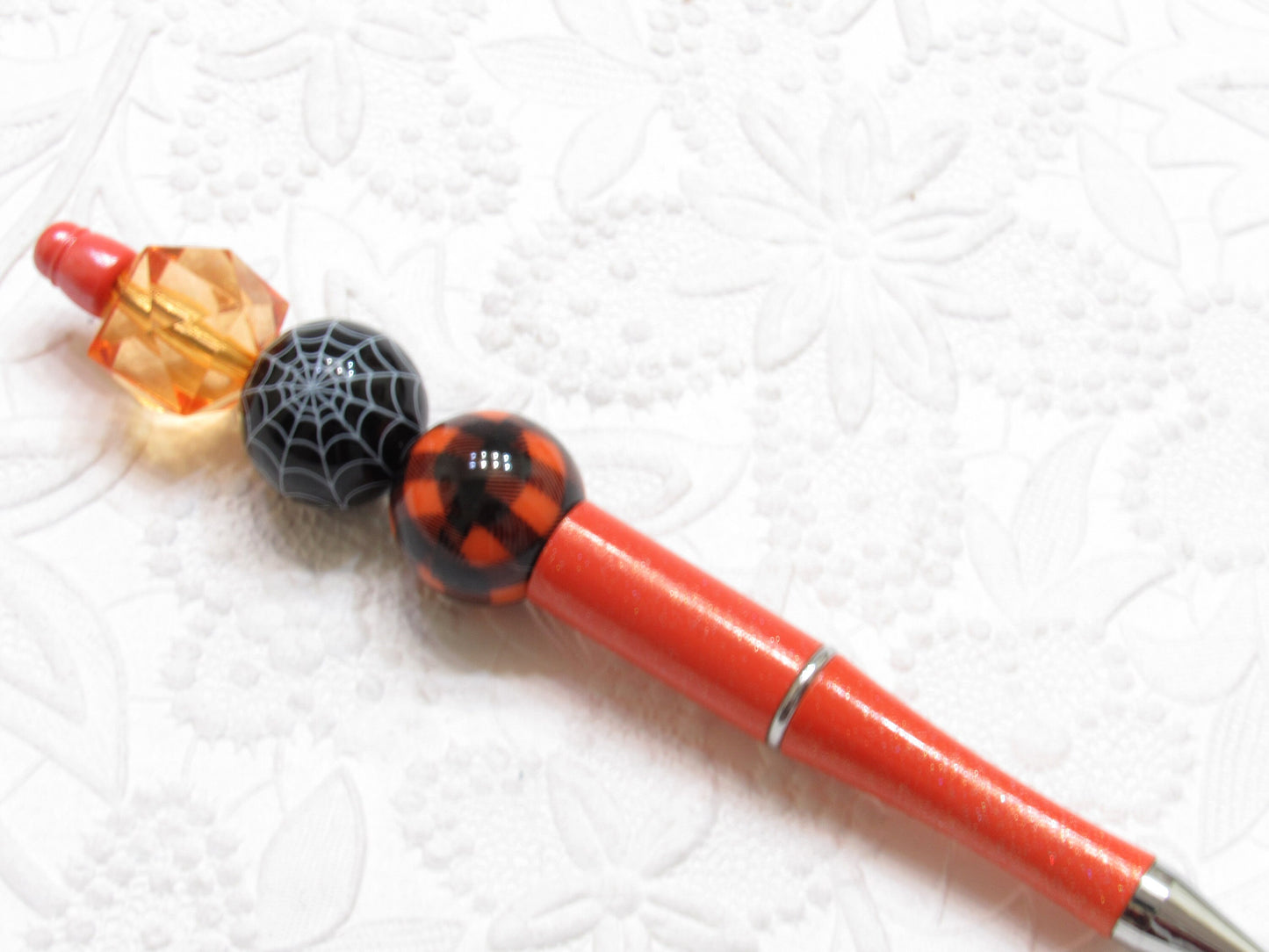 Orange Shimmer Bubblegum Beadable Pen Blanks, Light Weight Orange Pen, Black Ink DIY Plastic Beadable Pens, Plastic Pens
