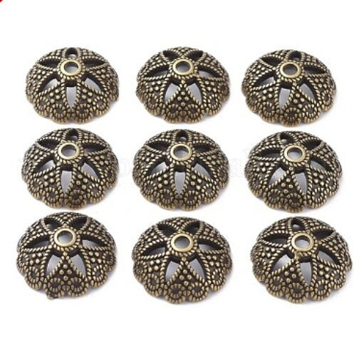 20mm Antique Bronze Bead Cap, Tibetan Style Bead Caps, Flower Bead Cap, Bubblegum Bead Cap, Jewelry Supply, 20mm Beading Supply,