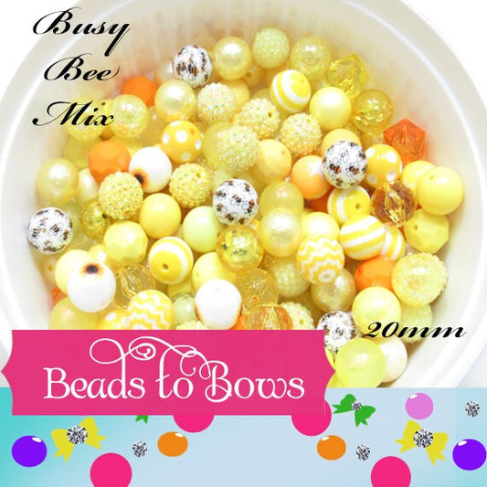 NEW 24 Ct. 20mm Printed Sunflower & Bumble Bee Mix With Coordinating Colored Bubblegum Bead Mix