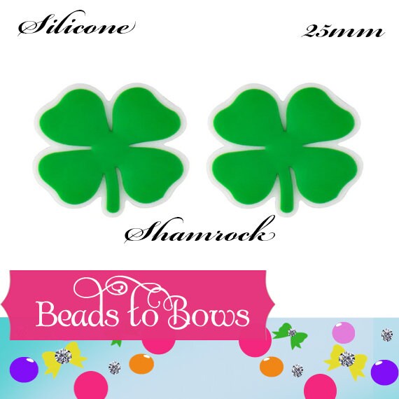1 Silicone 25mm Shamrock Focal Bead, Teething Bead, Pacifier bead, Key Chain Ornament, Teething Necklace Bead, Food Grade Silicone