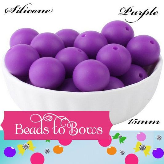 15mm Purple Silicone Bead, Teething Silicone Beads, DIY Pen, Teething, lanyard, Bead, Food Grade Silicon Beads, Key Chain Silicone Beads