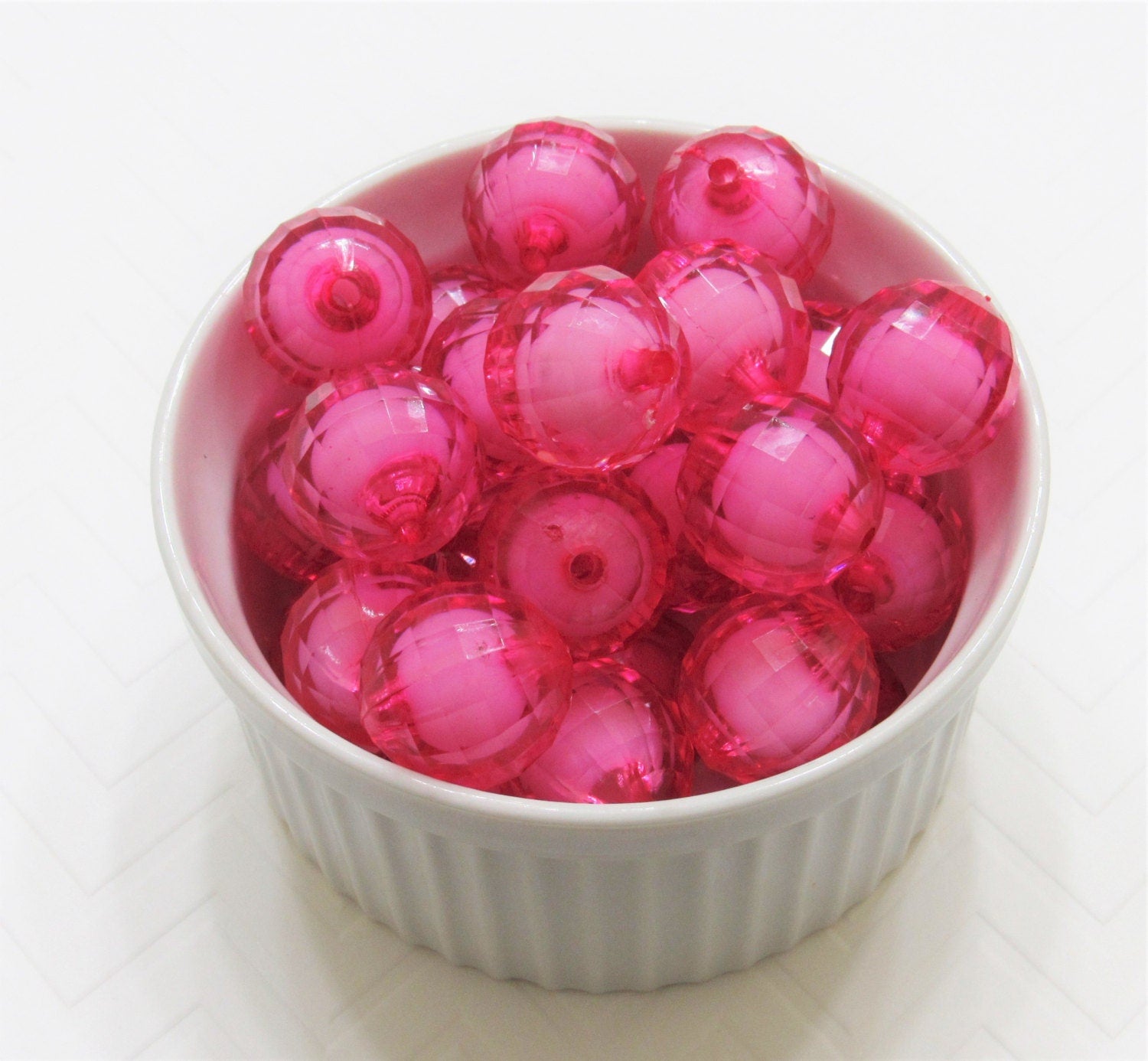 20mm Hot Pink Bead In A Bead, Bubblegum Beads, Facated Chunky Beads, Transparent Bubblegum Beads, Chunky Necklace Supply Beads, Jewelry Bead